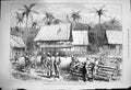 Original Old Antique Print 1876 Expedition Malays Perak Officers Campon 19th