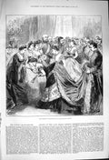 Original Old Antique Print 1876 Her Majesty Drawing Room Buckingham Palace 19th