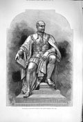 Antique Old Print *4023 1876 Statue Prince Consort Albert Memorial Hyde Park