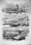 Old Antique Print 1876 War Herzegovina Pirea Fortress Battlefield Hills 19th