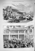 Original Old Antique Print 1876 Northumberland Charing Dublin Castle Ireland