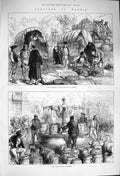 Original Old Antique Print 1876 Madrid Spain Octroi Water Supple Barrells 19th