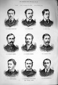 Original Old Antique Print 1876 Oxford Cambridge Boat Race Crew Brasenose Jesus