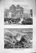 Original Old Antique Print 1876 Alfonso Madrid Calle Alcala Herzegovina Lipnik