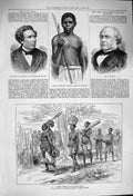 Original Old Antique Print 1876 Jacko Cameron Africa Servant Letheby Dana Mrua