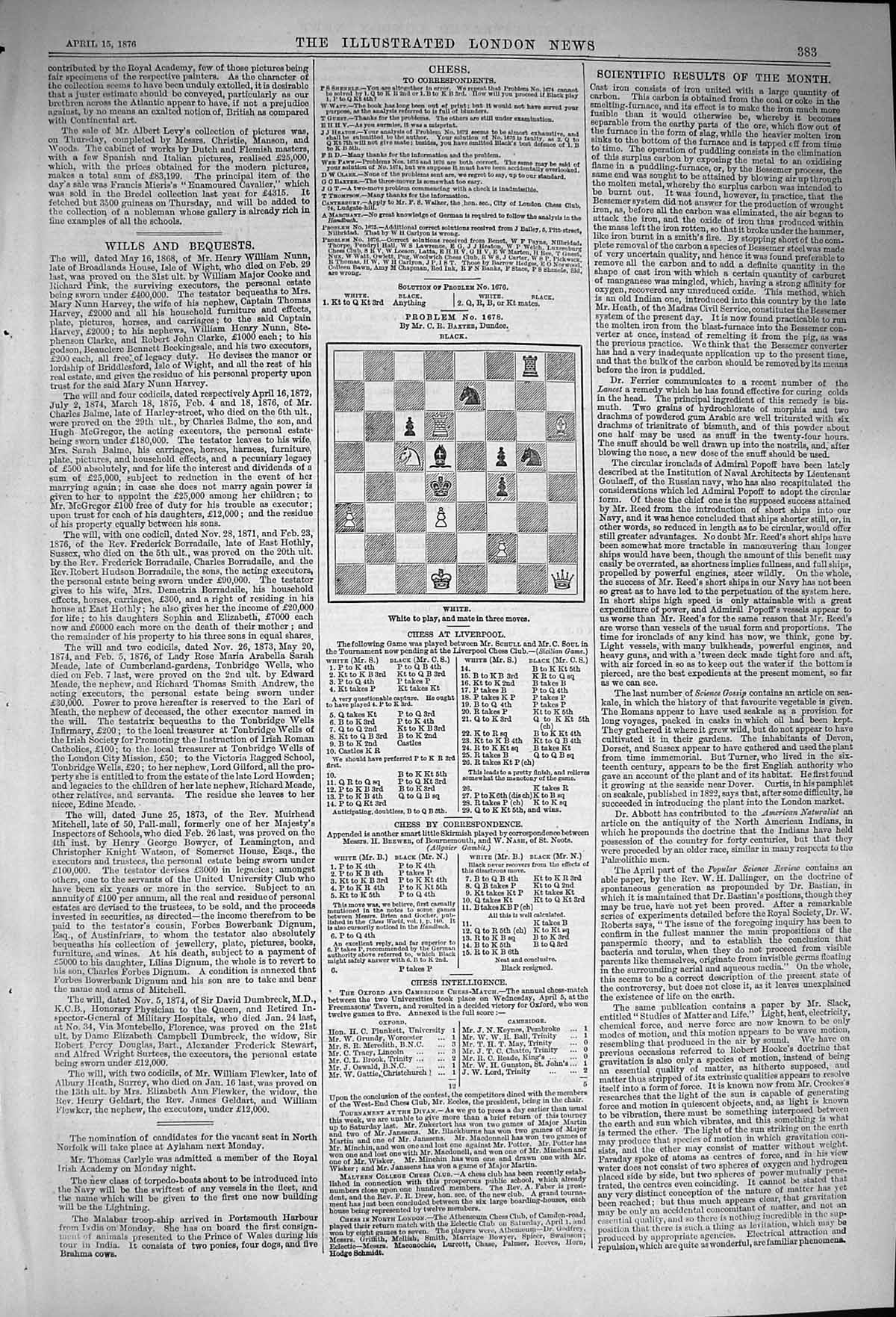 Antique Print Ref.127 1876 Twelve Pages Chess Moves Illustrated London News