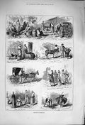 Original Old Antique Print 1876 Gibraltar Jews Chicken Market Milkman Dustman