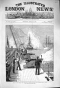 Original Old Antique Print 1876 Ship Serapis Prince Wales Gibraltar Swiftsure