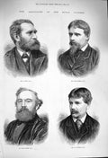 Original Old Antique Print 1876 Men Royal Academy Long Tadema Crowe Storey 19th