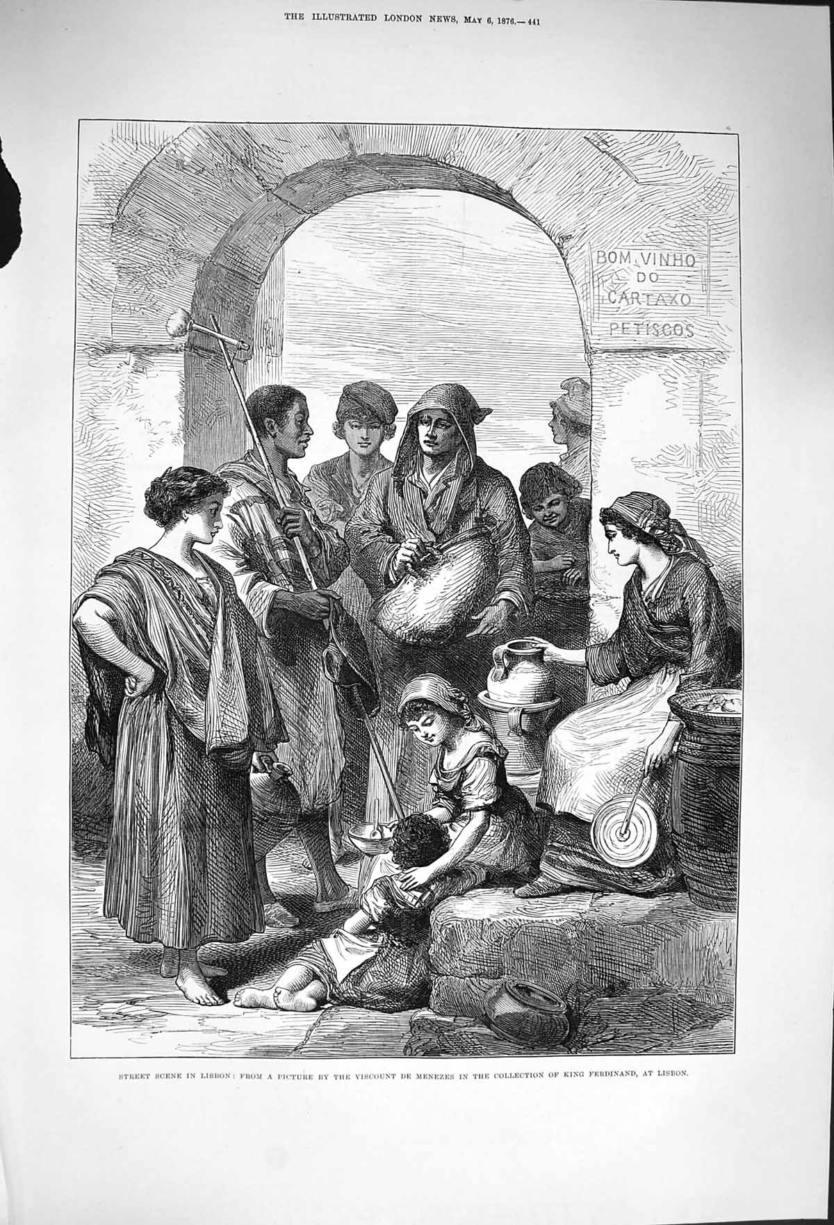 Old Antique Print 1876 Lisbon Viscount Menzies King Ferdinand Collection 19th
