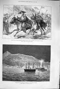 Old Antique Print 1876 Donkey Race Gibraltar Athletic Sports Ships Wales 19th