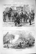 Original Old Antique Print 1876 Herzegovina Risano Siers Sleeping Sheep Dogs