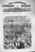 Original Old Antique Print 1876 Prince Wales Reception Royal Italian Opera 19th