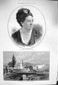 Original Old Antique Print 1876 Salonica Turkish Cemetery Titiens Majest 19th