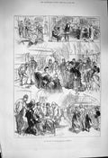 Original Old Antique Print 1876 Philadelphia Exhibition Pilot Boat Ship Quoits