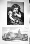 Original Old Antique Print 1876 Royal Albert Asylum Idiots Lancaster Litt 19th