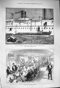 Original Old Antique Print 1876 King Portugal Ship Serapis Barge Captain Glyn