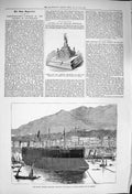 Original Old Antique Print 1876 Duilio Italian Ship Castellamare Naples Casket