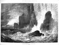 Antique Old Print 1876 Wild West Coast North Countrie Cliffs Sea Fine Art 19th
