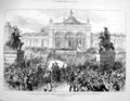 Original Old Antique Print 1876 America President Grant Memorial Hall Sandford