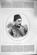 Original Old Antique Print 1876 Portrait Mourad Sultan Turkey 19th