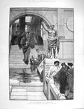 Old Antique Print 1876 Alma Tadema Fine Art Audience Agrippas Sculpture 19th