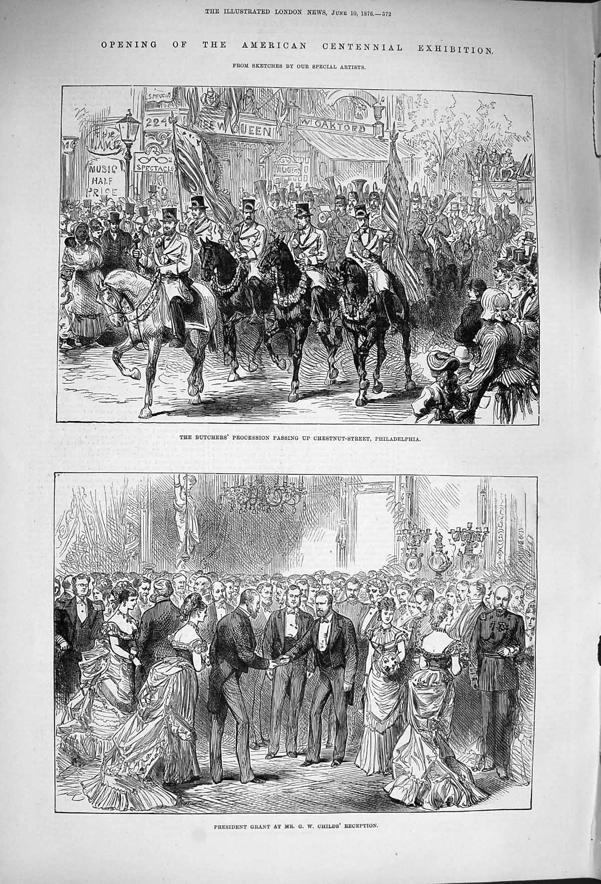 Old Antique Print 1876 America Philadelphia Childs Centennial Exhibition 19th