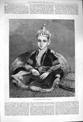 Original Old Antique Print 1876 Portrait Highness Nizam Hyderabad Victorian