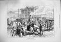 Original Old Antique Print 1876 Broad Street Philadelphia Train Railway Horses