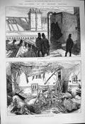 Original Old Antique Print 1876 George'S Hospital Holland Ward Accident Cistern