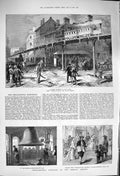 Original Old Antique Print 1876 Street Railway New York Philadelphia Belfry
