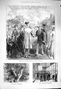 Original Old Antique Print 1876 King George Hanover Philadelphia Decoration Day