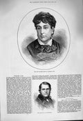 Antique Old Print *4009 1876 Madame Dudevant Georges Sand George Thornbury