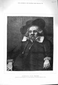 Original Old Antique Print 1876 Portrait Admiral Van Tromp Rembrandt Victorian