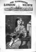 Old Antique Print 1876 Interrupted Reading Woman Book Cat Kitten Goupil 19th