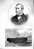 Original Old Antique Print 1876 Thomas Henry Bow-Street German Corvette Sedan