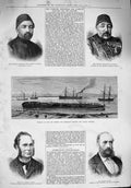 Old Antique Print 1876 Elder Giles Ship Little Western Turkish Minister 19th