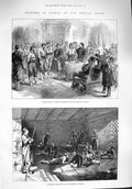 Old Antique Print 1876 Turkey Captive Insurgents Pasha Widdin Prisoners 19th