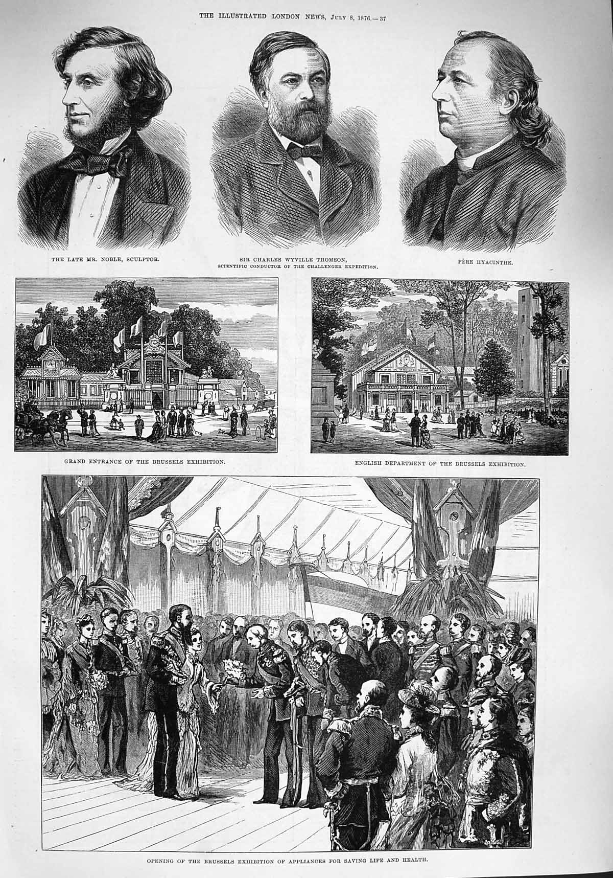 Old Antique Print 1876 Noble Thomson Pere Hyacinthe Brussels Exhibition 19th