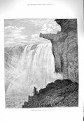 Original Old Antique Print 1876 Table Rock Niagara Waterfall River Cliffs 19th
