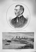 Old Antique Print 1876 James Ingham Magistrate War Semendria Danube River 19th