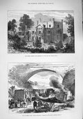 Old Antique Print 1876 Priory Balham Charles Bravo Flying Dutchman Train 19th