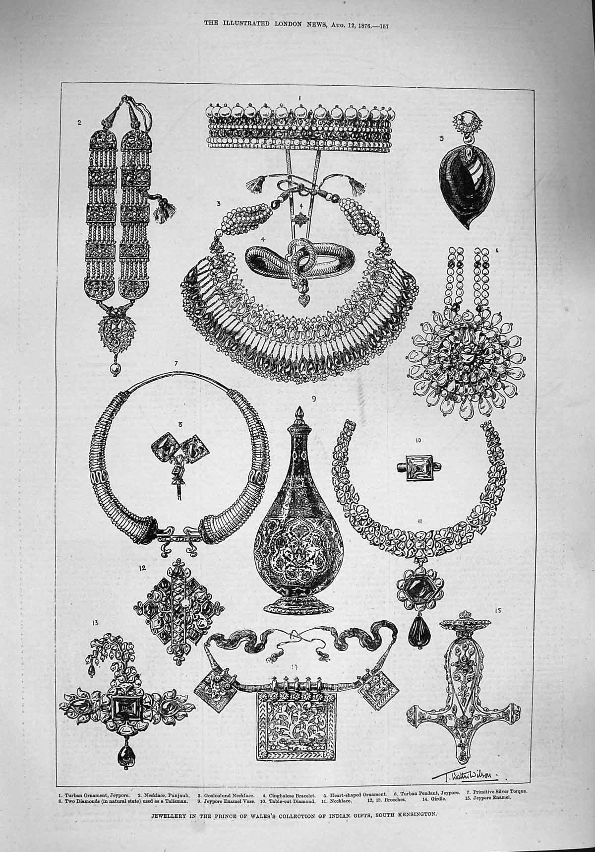 Antique Old Print *3998 1876 Jewellery Prince Wales Indian Gifts Kensington