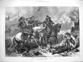 Old Antique Print 1876 War Bashi-Bazouks Burning Village Murder Horses 19th