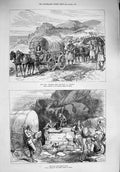 Original Old Antique Print 1876 War Journey Belgrade Uscicza Servia Siers 19th