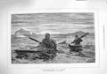 Original Old Antique Print 1876 Young Boy Lesson Canoeing Eskimo Boats 19th