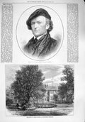 Original Old Antique Print 1876 Herr Wagner Composer Prince Milosm Topchidere