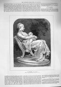 Original Old Antique Print 1876 Sculpture La Berceuse Mother Baby Dalou 19th