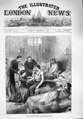 Old Antique Print 1876 War Wounded Servians Hospital Usicza Doctor Nurse 19th