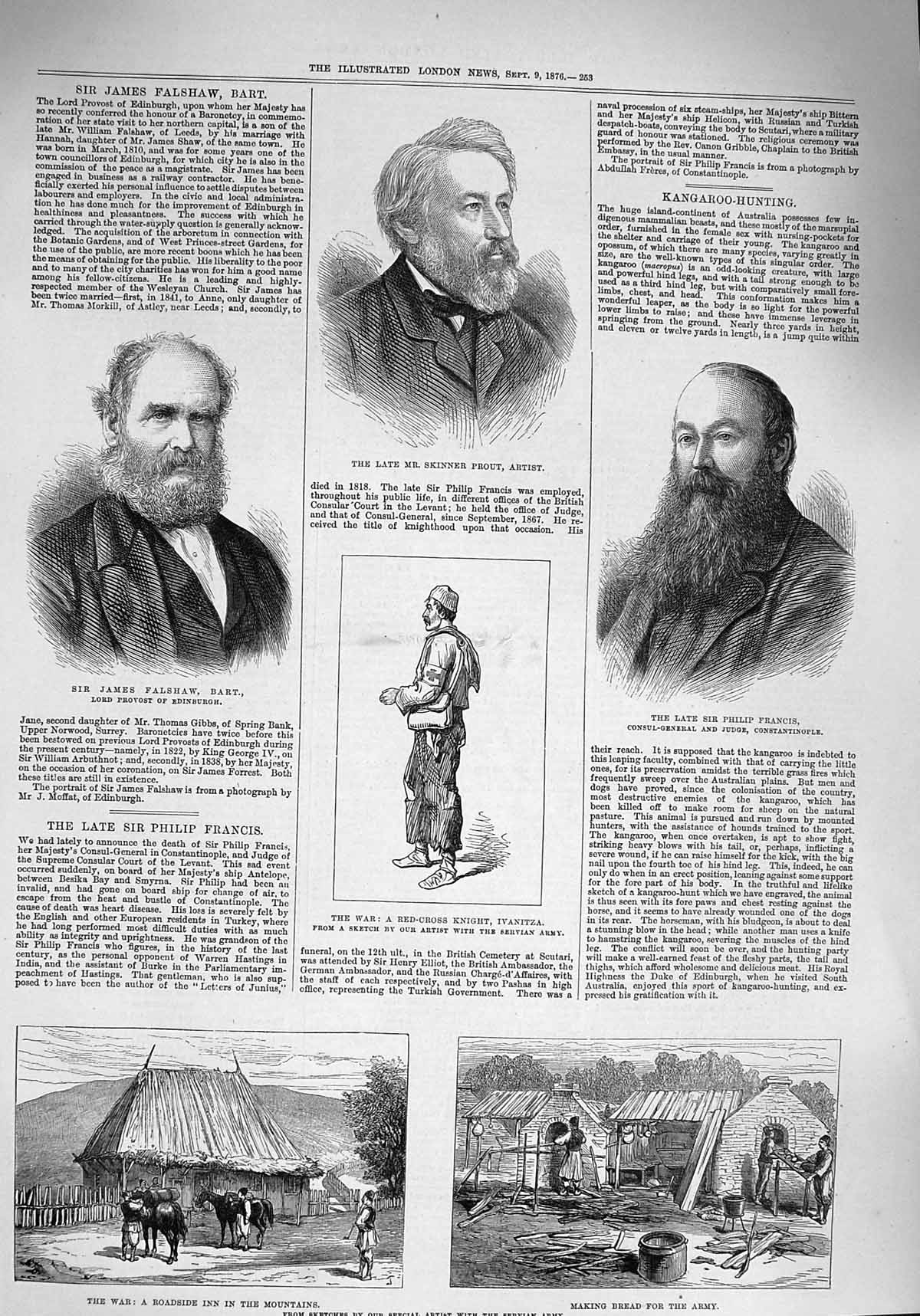 Old Antique Print 1876 Skinner Prout Flashaw Francis Red-Cross War Servia 19th